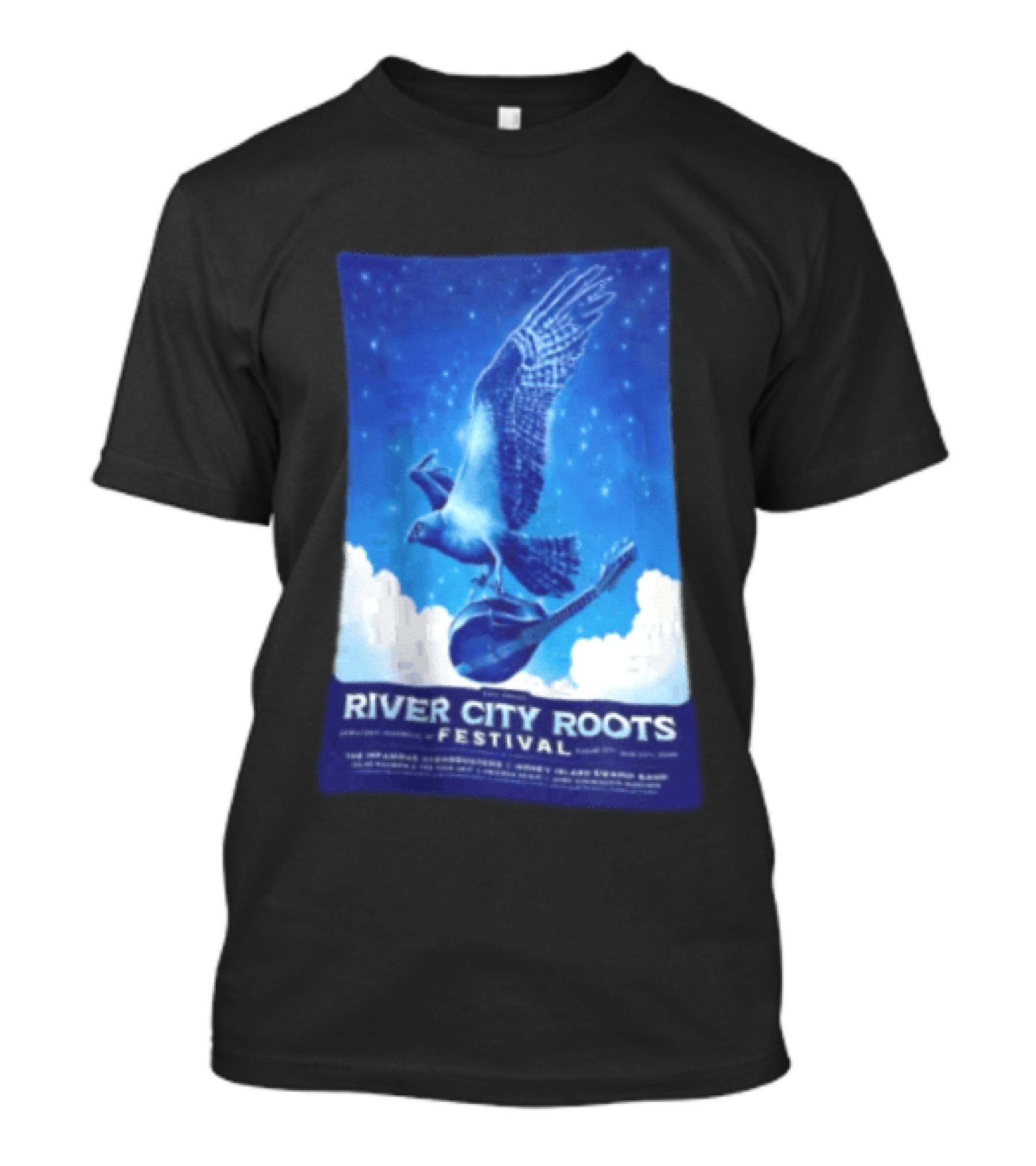 River City Roots Festival 2026 Missoula MT 20th Annual Event Bird And Mandolin T-Shirt