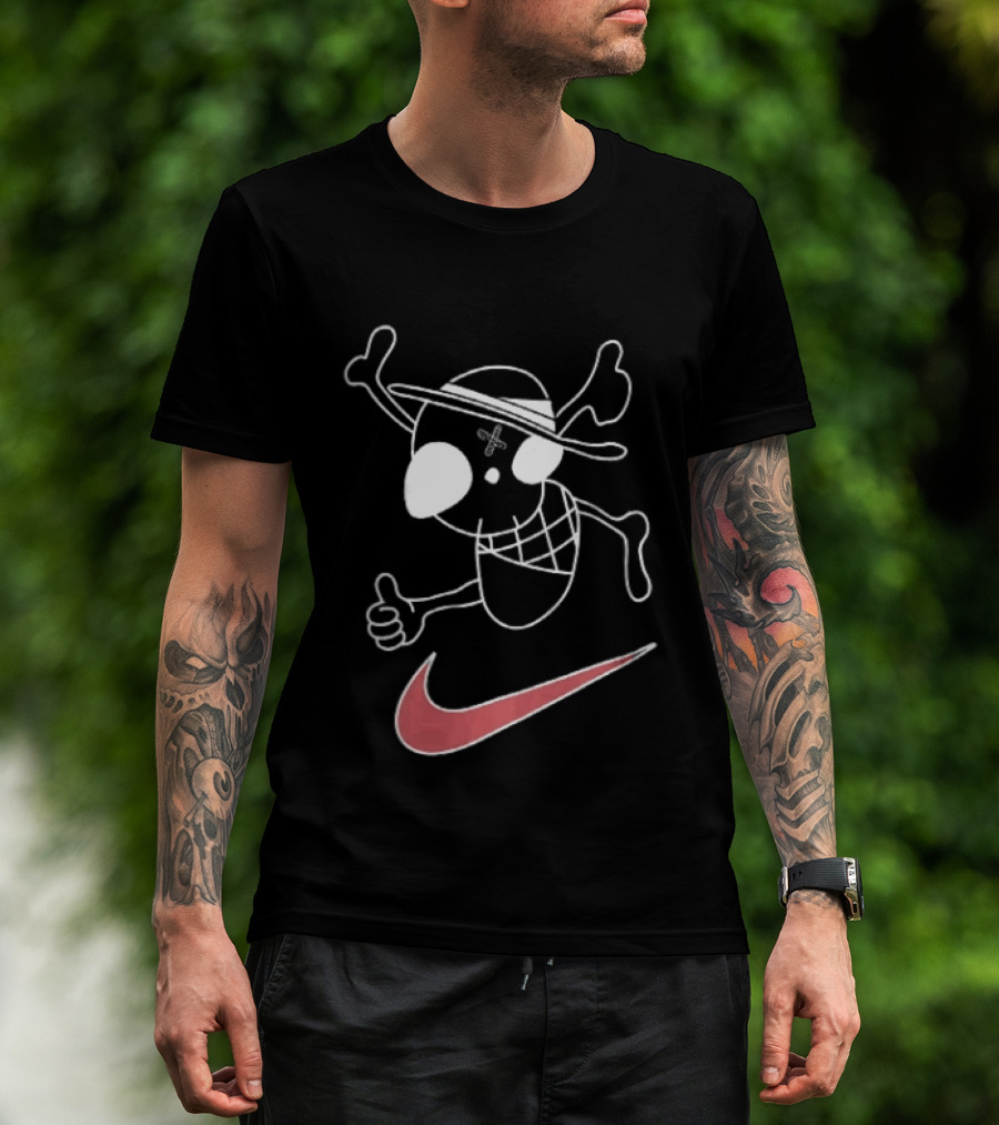 Pirate Straw Hat Skull Thumbs Up Nike T-Shirt