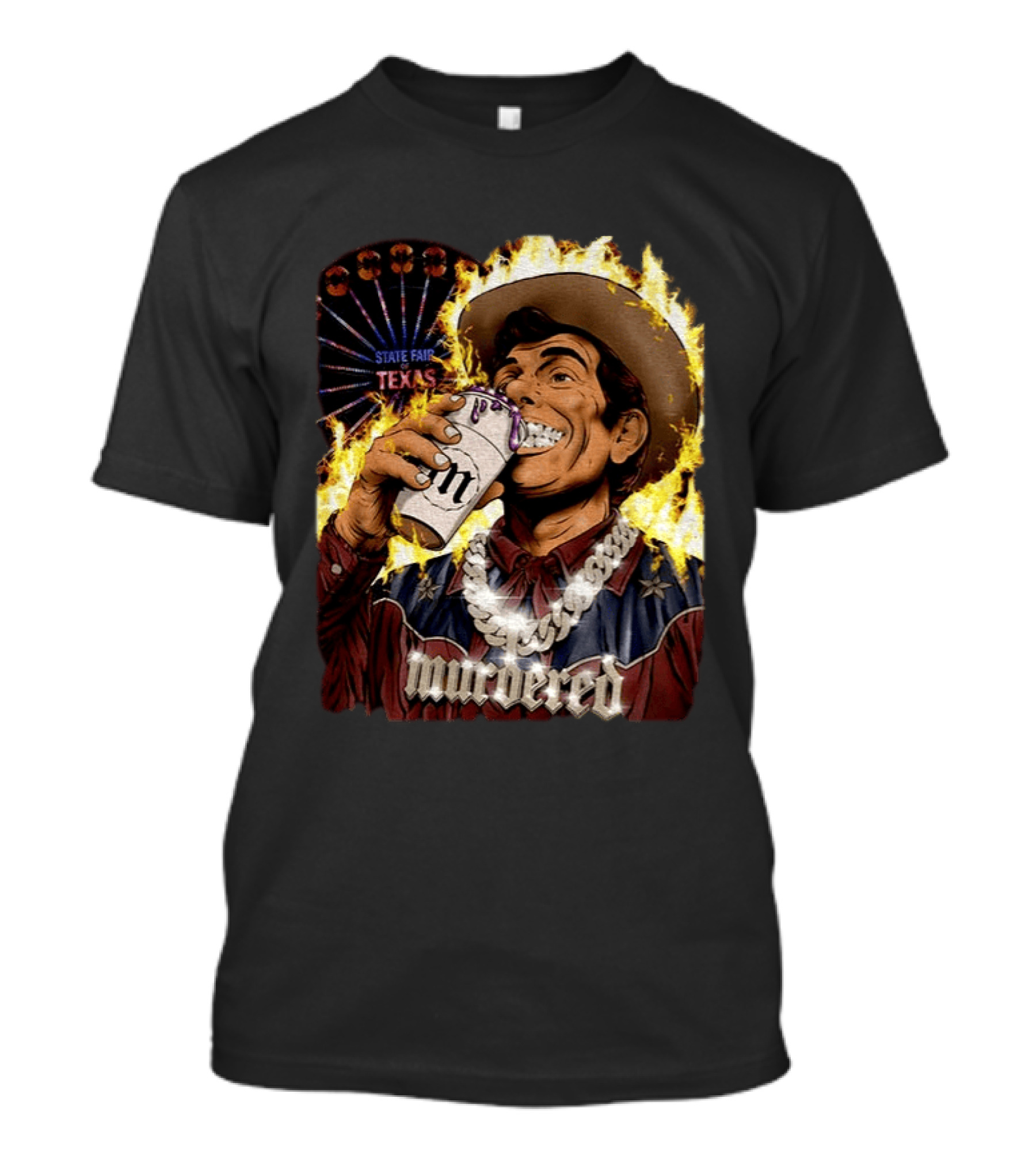 Big Tex State Fair Of Texas Ferris Wheel Fire Drinking Can Highlight T-Shirt