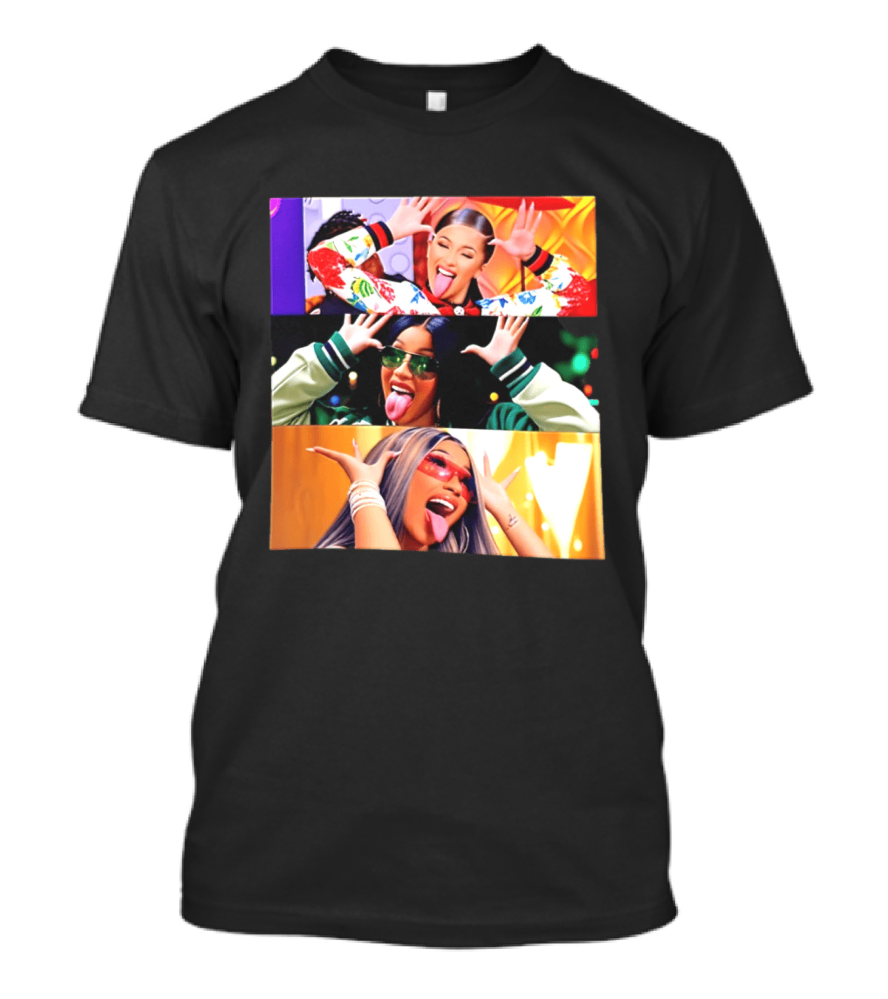 Cardi B Funny Faces Tongue Out Rapper Hip Hop Celebrity T-Shirt