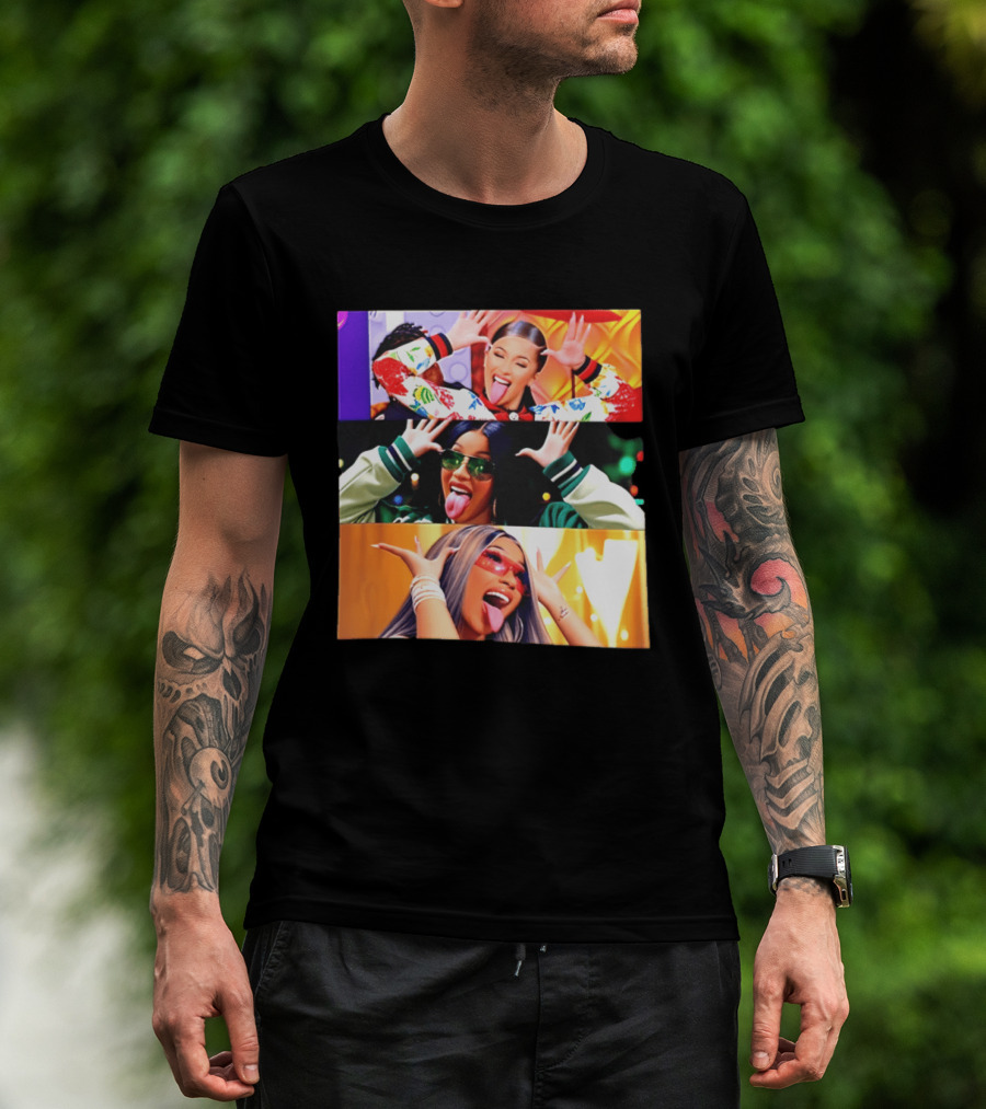 Cardi B Funny Faces Tongue Out Rapper Hip Hop Celebrity T-Shirt