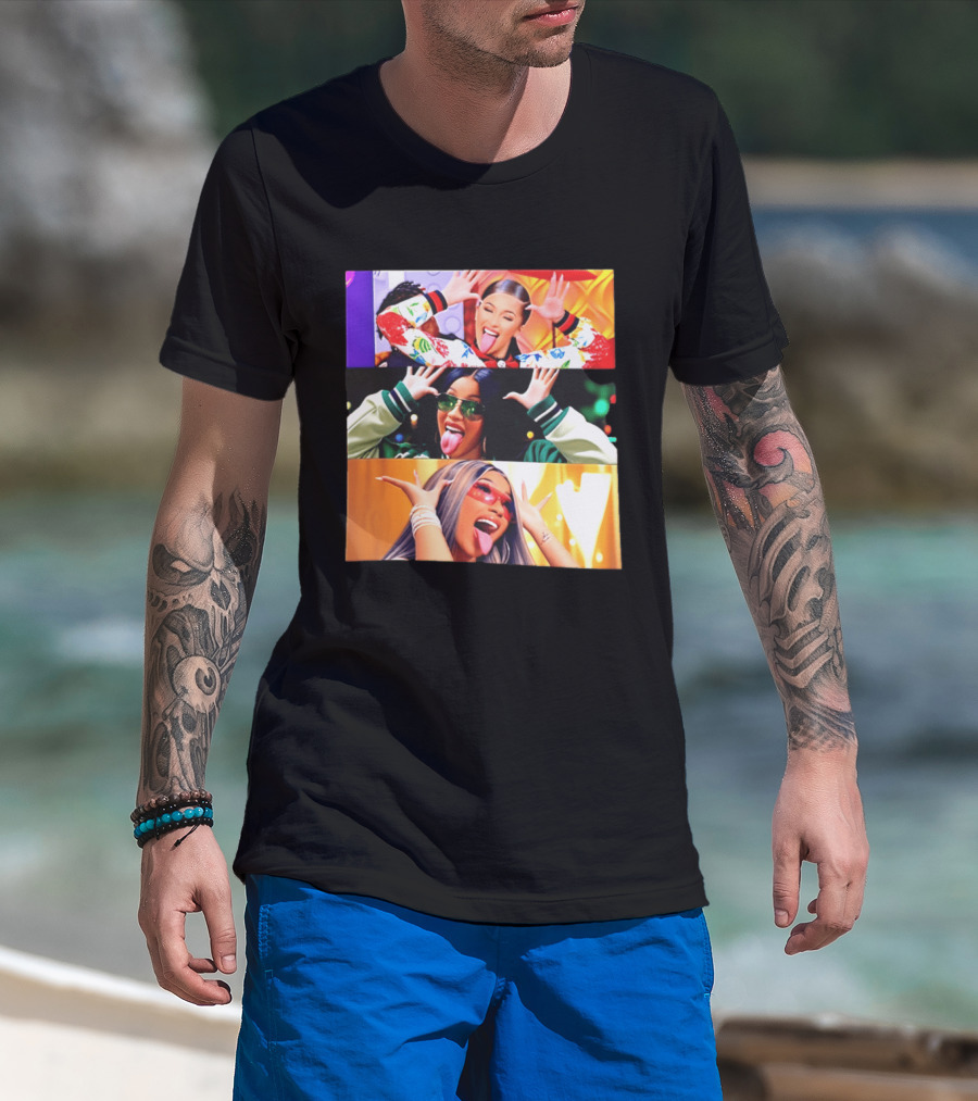Cardi B Funny Faces Tongue Out Rapper Hip Hop Celebrity T-Shirt