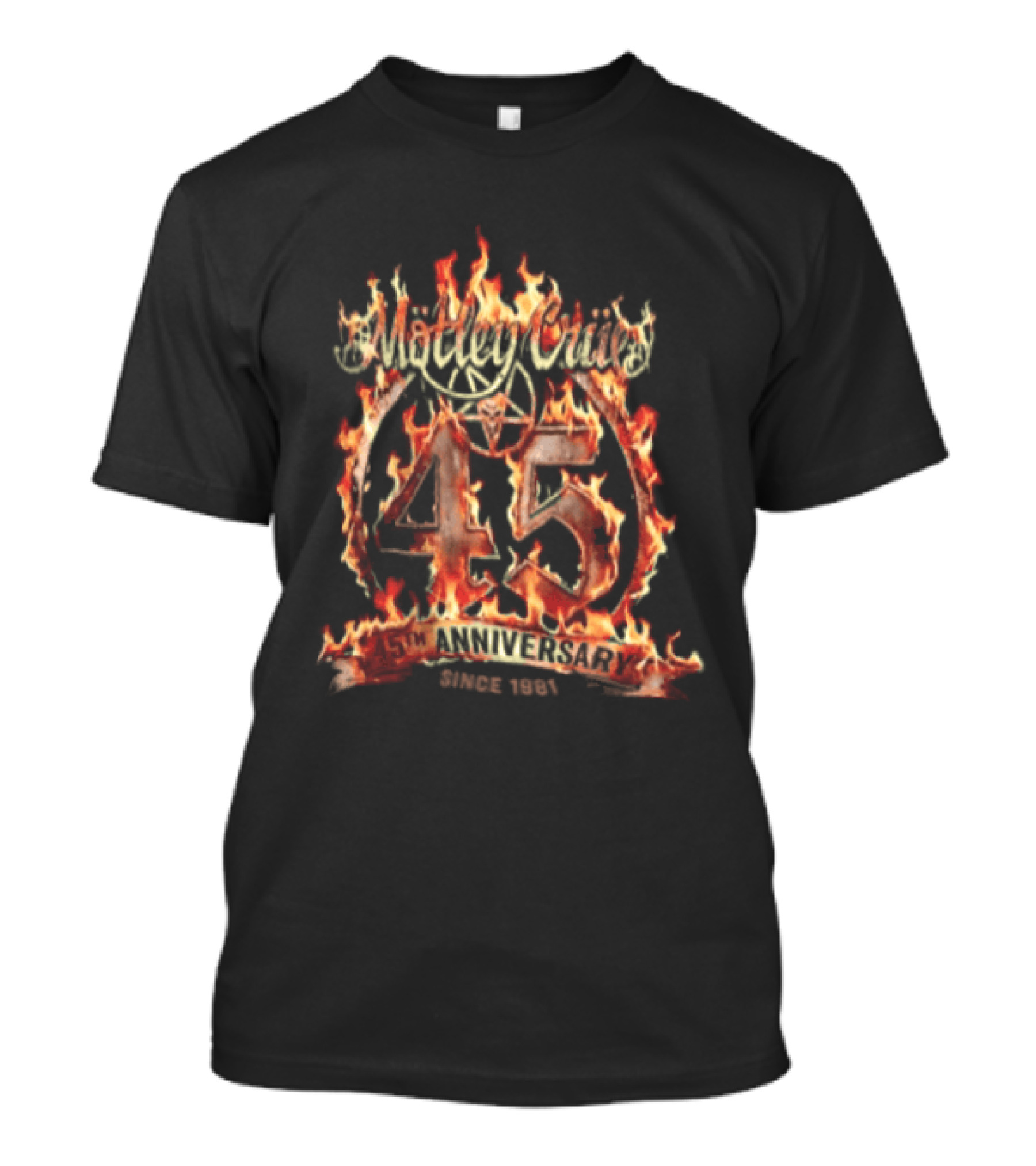 Mötley Crüe 45th Anniversary 1981 Music Band Flaming 45 T-Shirt