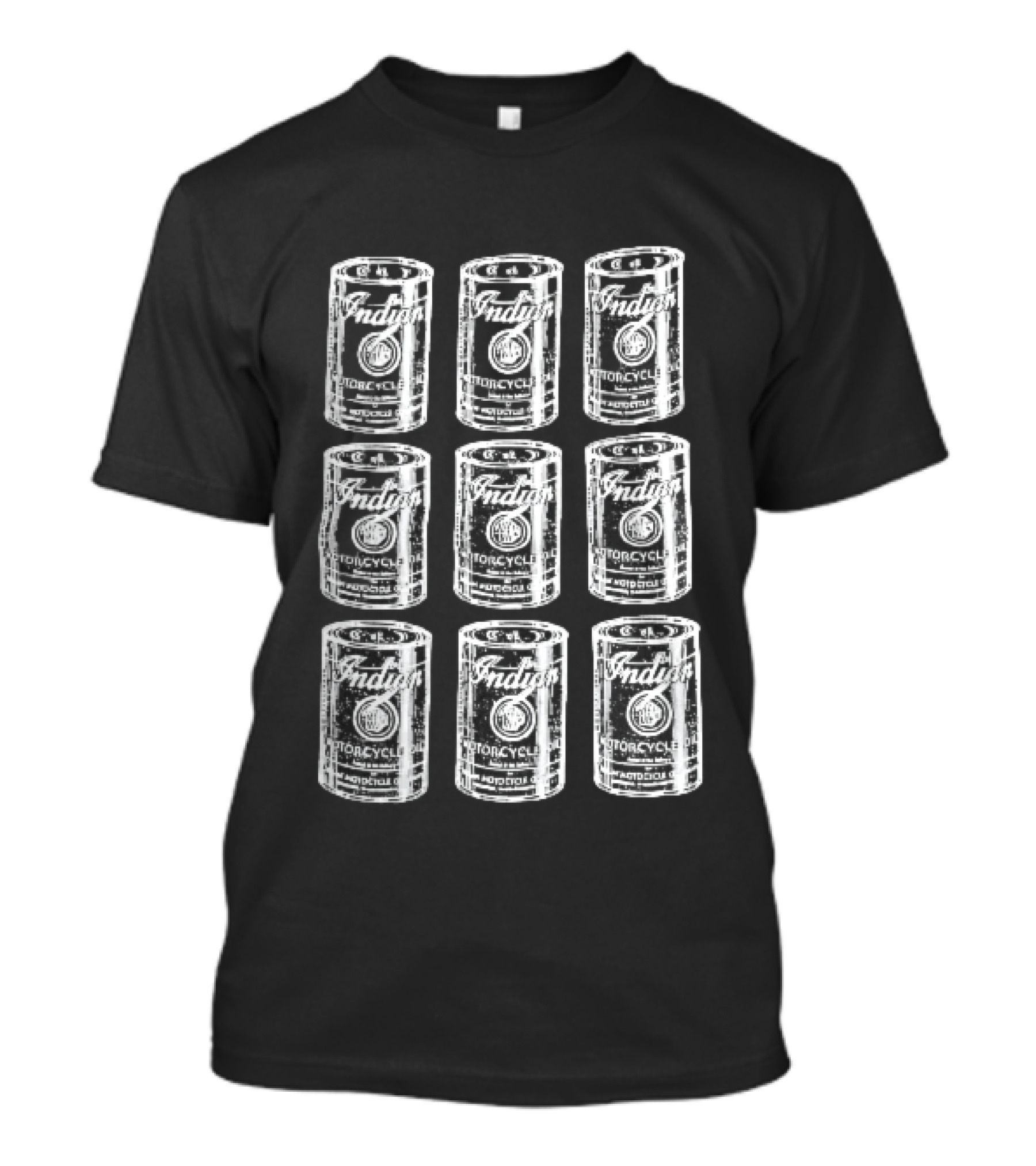Indian Motorcycle Oil Distressed Vintage Cans Grid T-Shirt