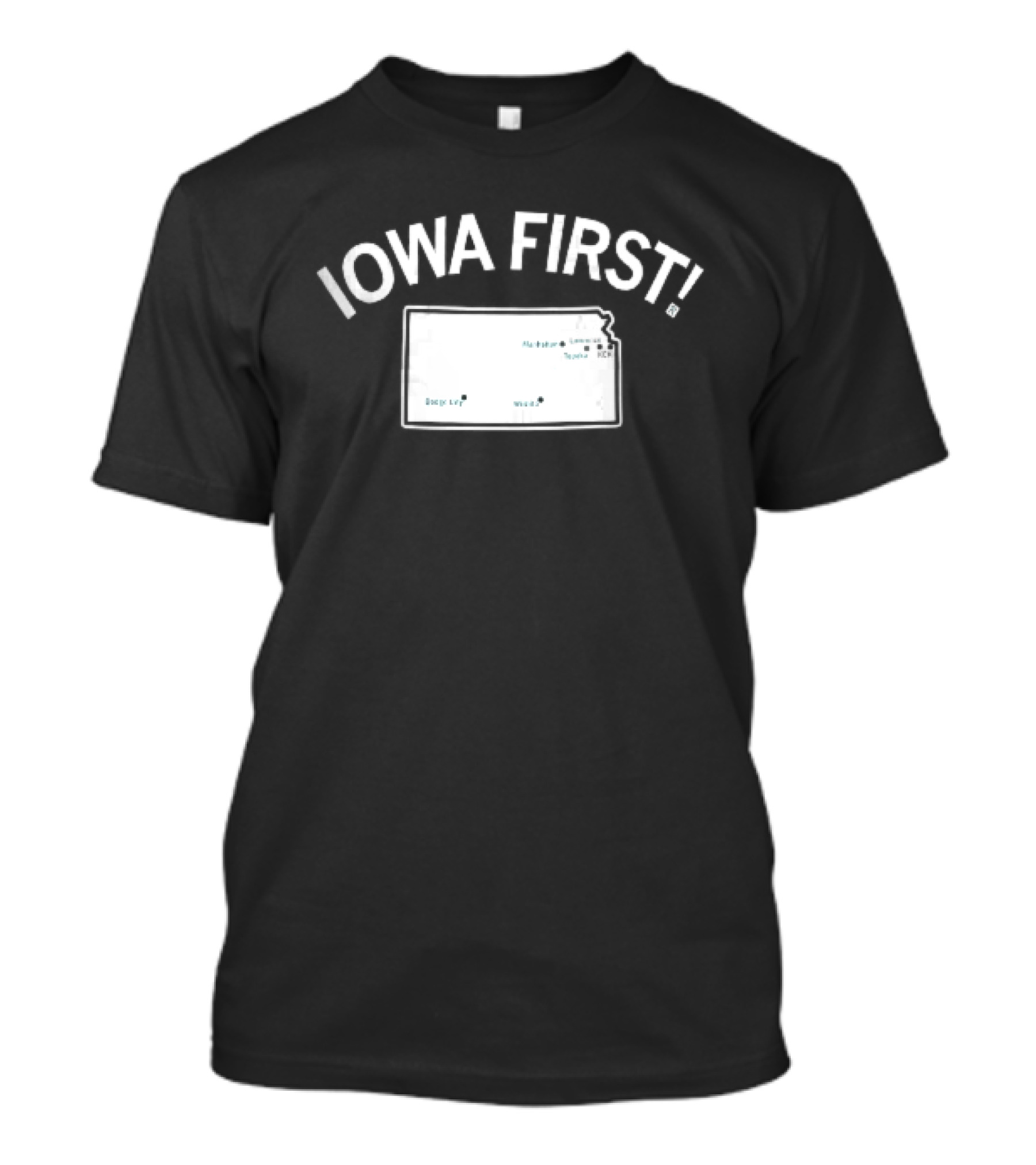 Iowa First Map Ames Newton Des Moines Cities Locations T-Shirt