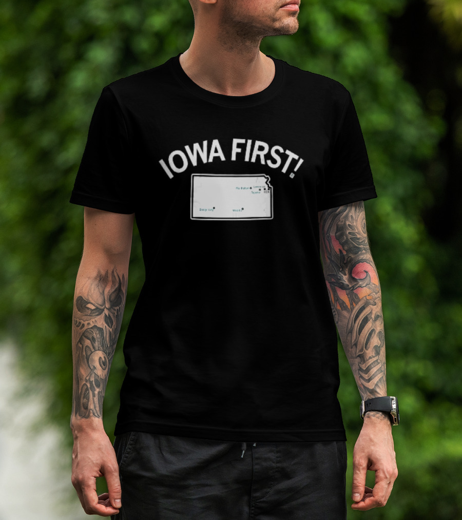 Iowa First Map Ames Newton Des Moines Cities Locations T-Shirt