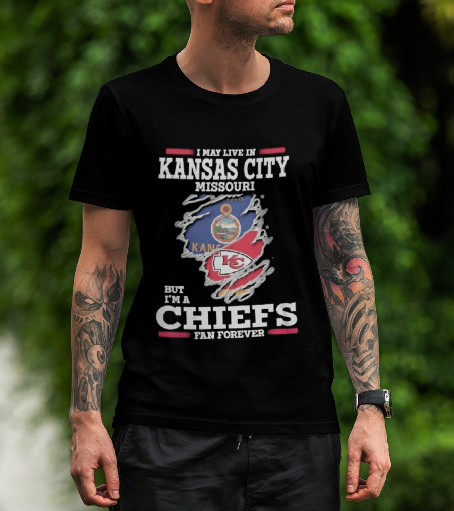 Kansas City Missouri Chiefs Fan Forever Kansas Seal Torn Skin T-Shirt