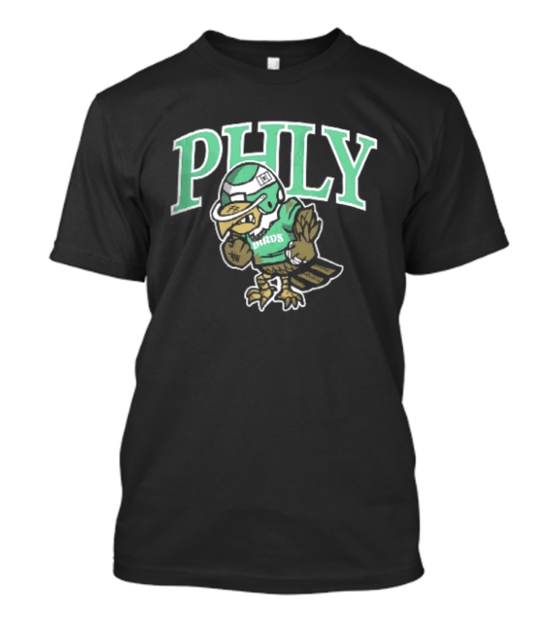 Philadelphia Eagles Phly Birds Cartoon Football Helmet Crewneck T-Shirt