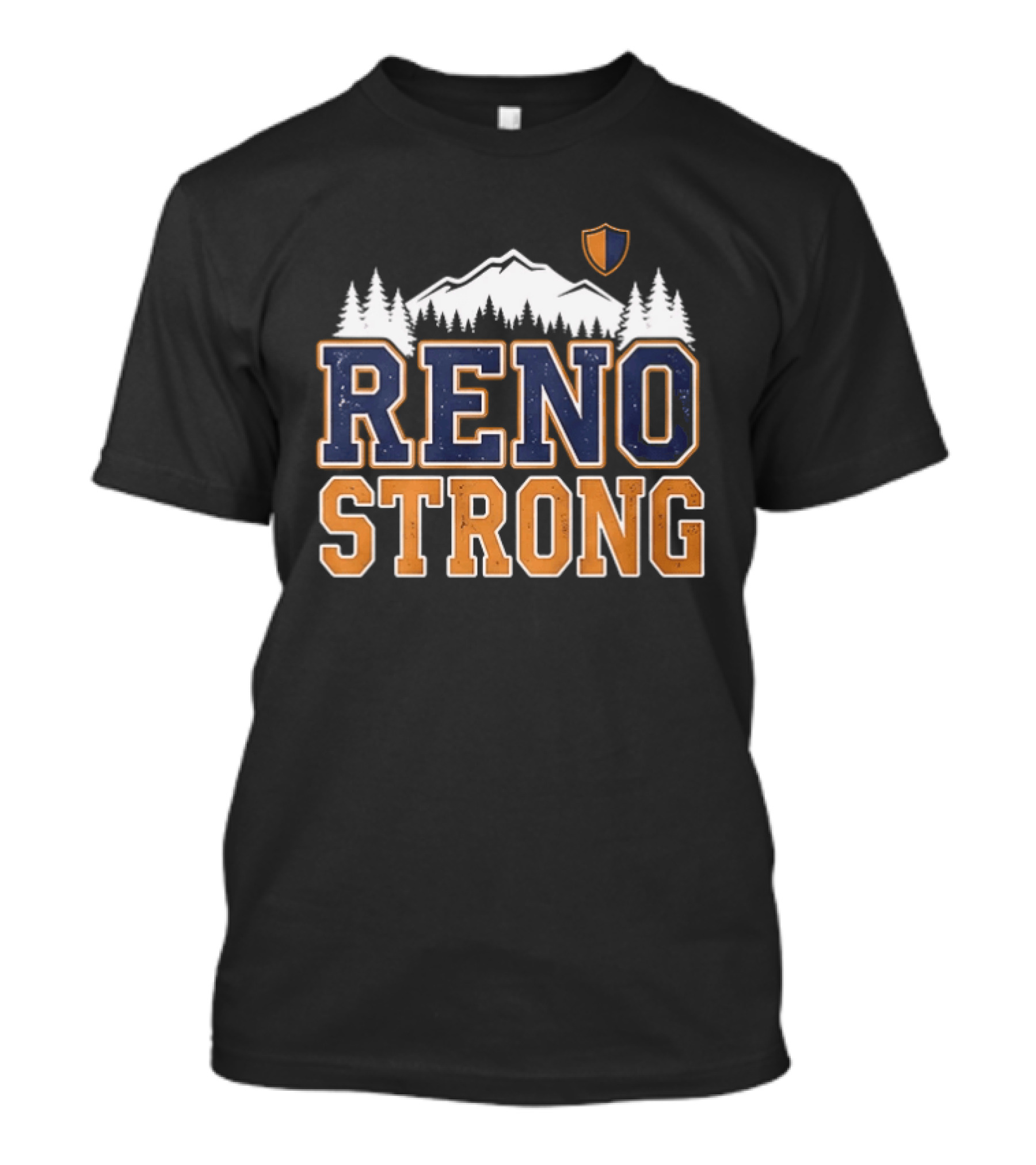 Reno Strong Nevada Wildfire Relief Support Mountain Shield Trees T-Shirt
