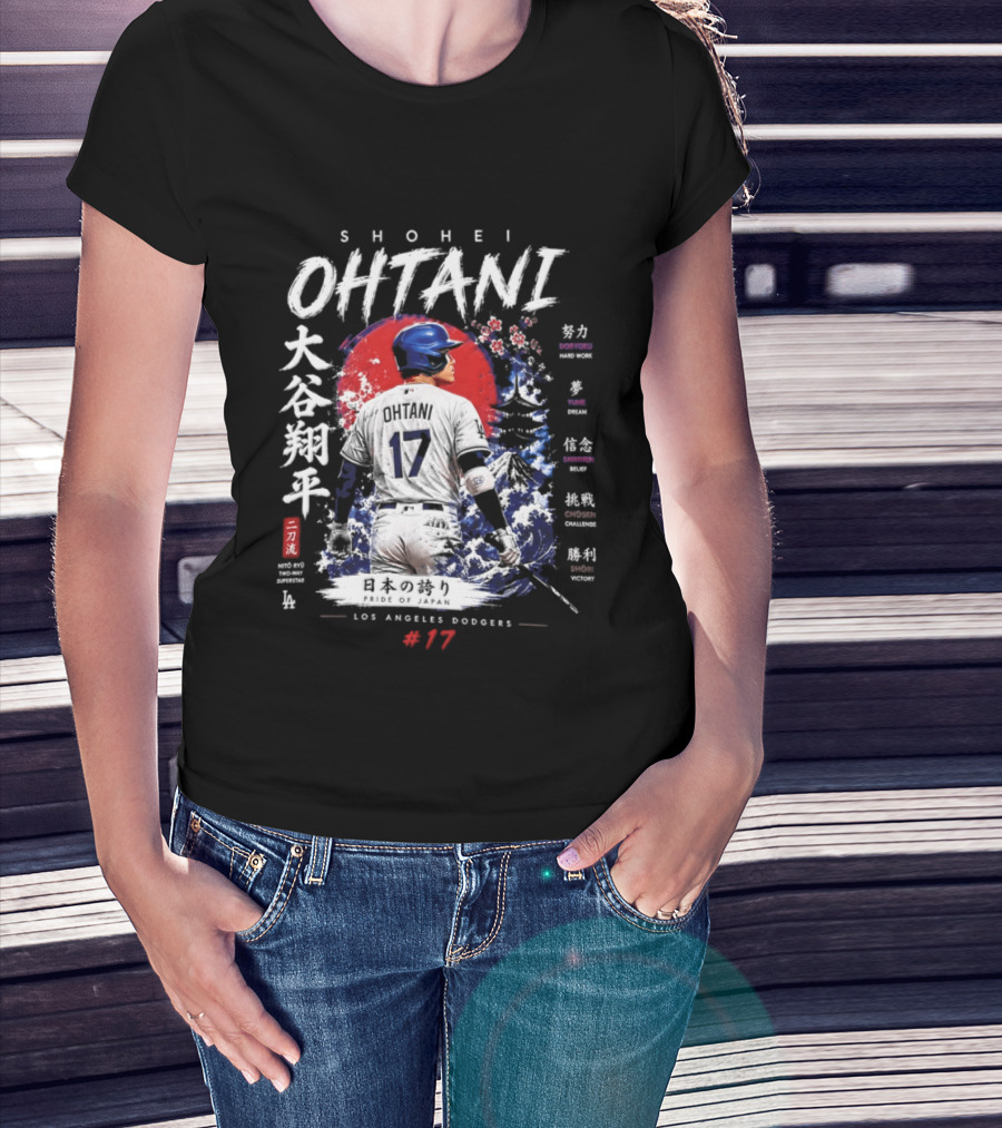 Shohei Ohtani Los Angeles Dodgers Japanese Two Way Player #17 T-Shirt