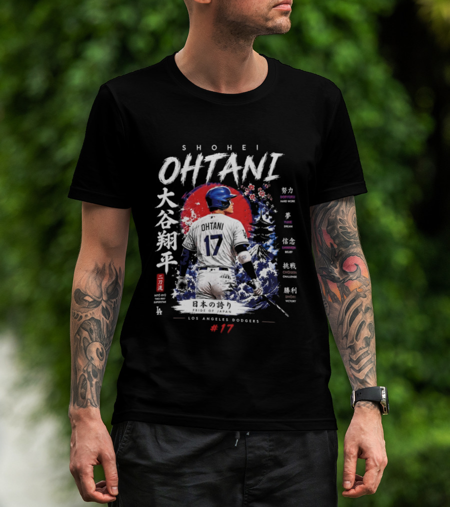 Shohei Ohtani Los Angeles Dodgers Japanese Two Way Player #17 T-Shirt