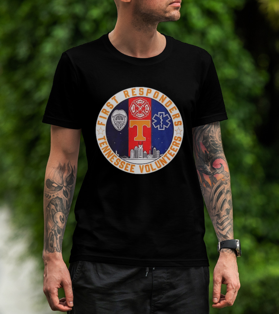 Tennessee Volunteers First Responders Police Fire EMS Skyline T-Shirt