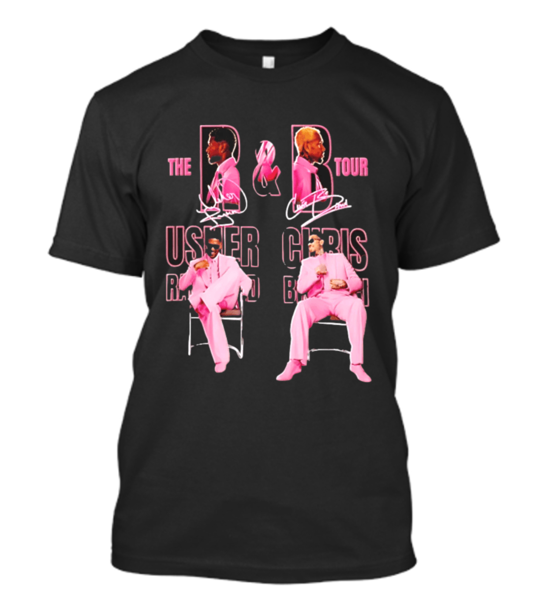 The R&B Tour Usher Raymond Chris Brown Pink Suit Concert Collaboration T-Shirt
