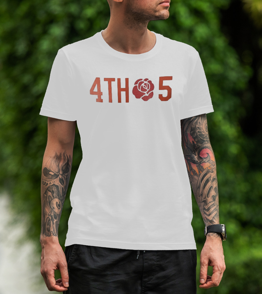 4th 5 Red Rose Varsity Athleisure Block Numbers T-Shirt