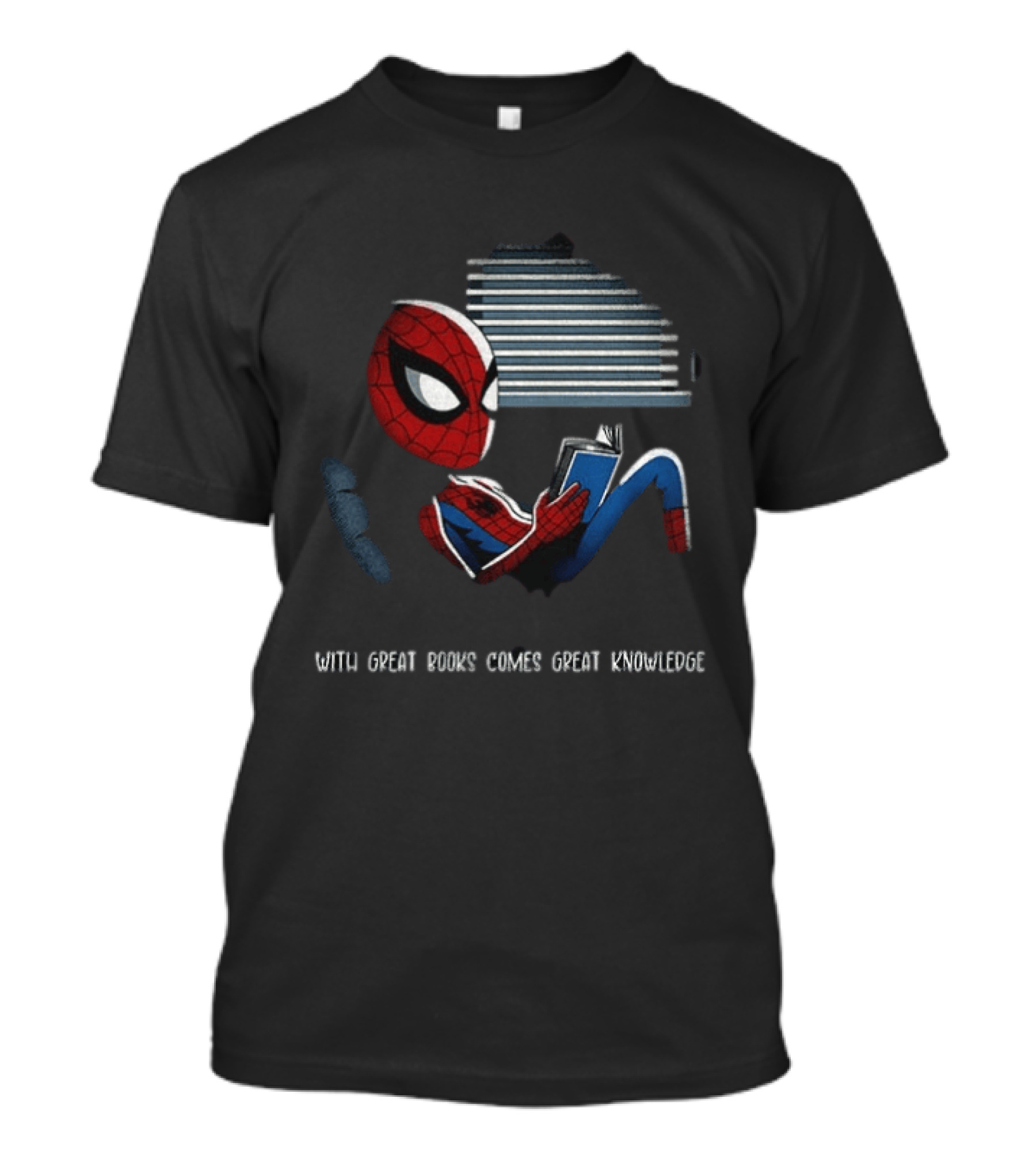 With Great Books Comes Great Knowledge Spider Man Reading T-Shirt