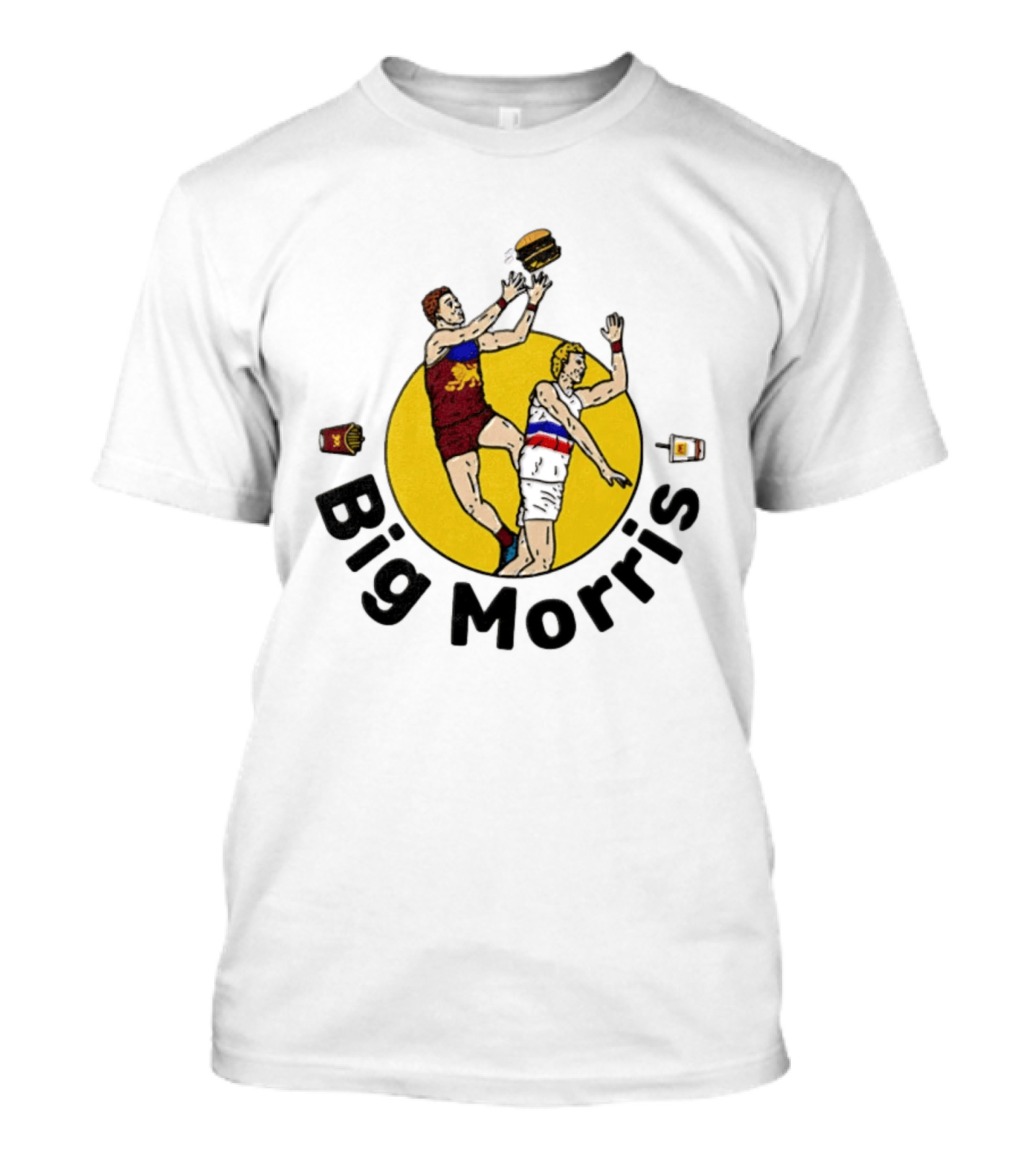 Big Morris Brisbane Lions AFL Australian Rules Football Player Burger Jump T-Shirt