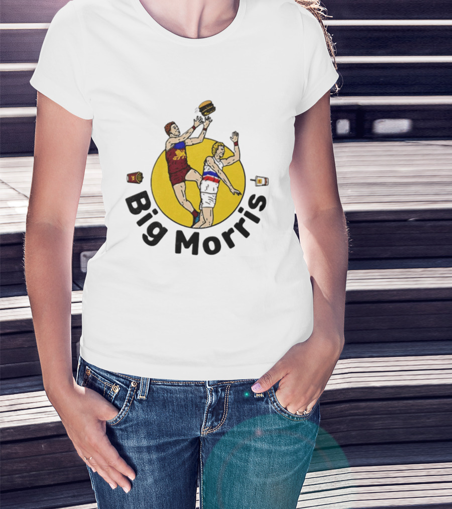 Big Morris Brisbane Lions AFL Australian Rules Football Player Burger Jump T-Shirt