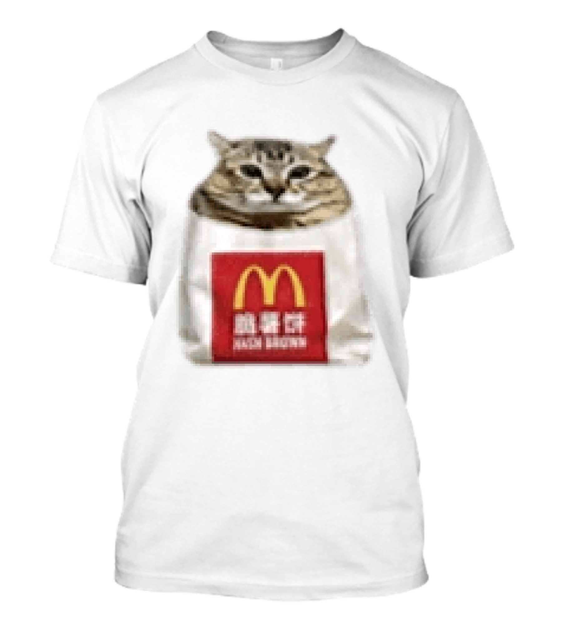 Happy Mei Mei Cat In McDonald's Hash Brown Bag T-Shirt