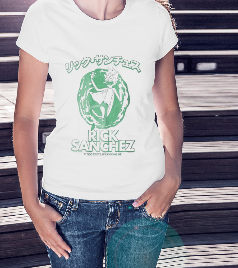 Rick Sanchez Jumping Green Portal Here I Go Rickity Rickity Wrecked Son T-Shirt