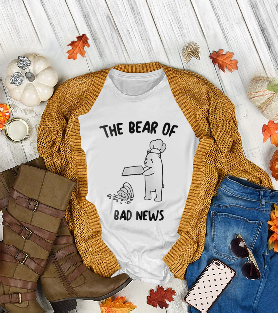 The Bear Of Bad News Crying Chef Dropped Cake Tray Cartoon T-Shirt