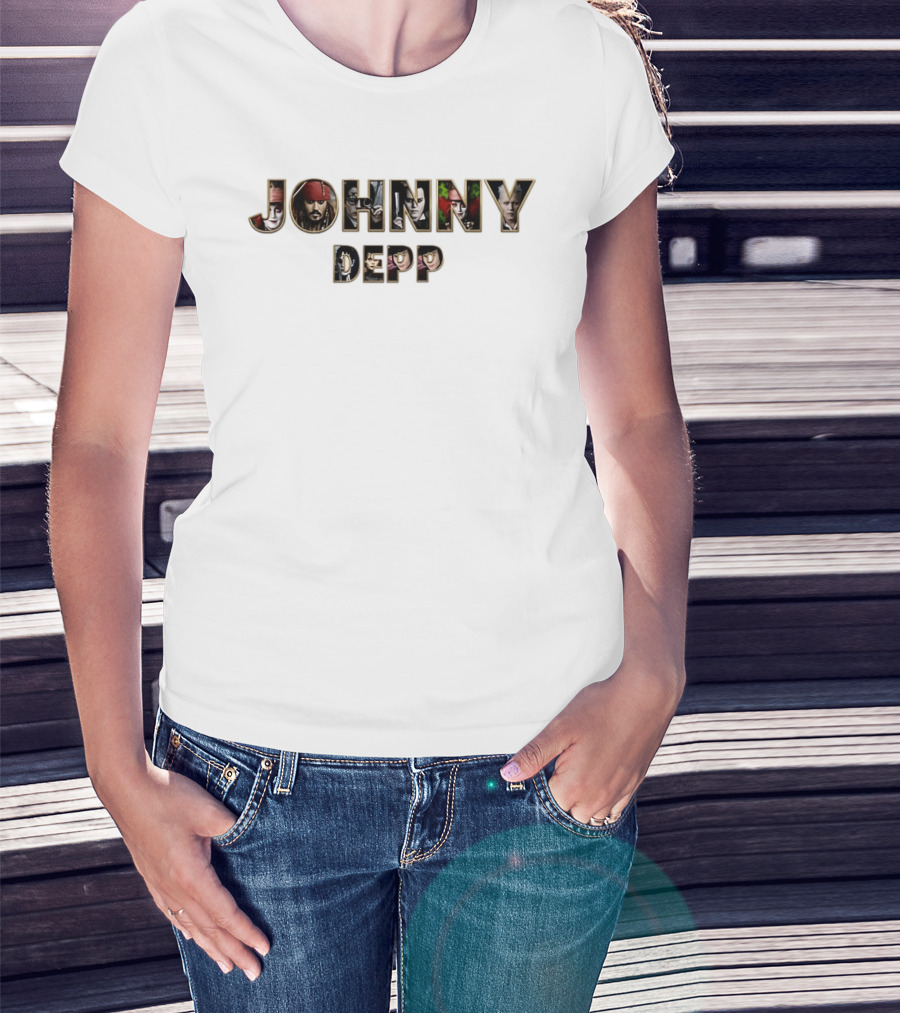 Johnny Depp Iconic Movie Characters Collage T-Shirt