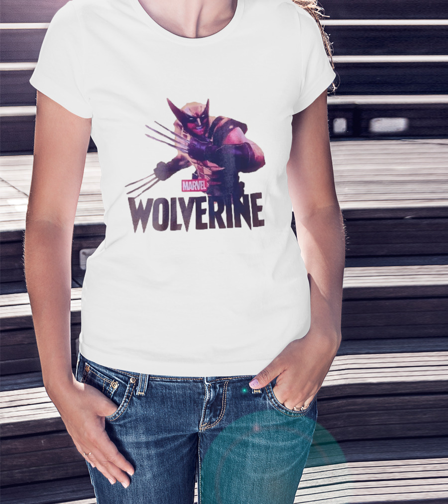 Marvel Wolverine Masked Superhero Claws Extended Purple Glow T-Shirt