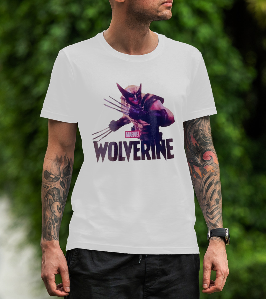Marvel Wolverine Masked Superhero Claws Extended Purple Glow T-Shirt