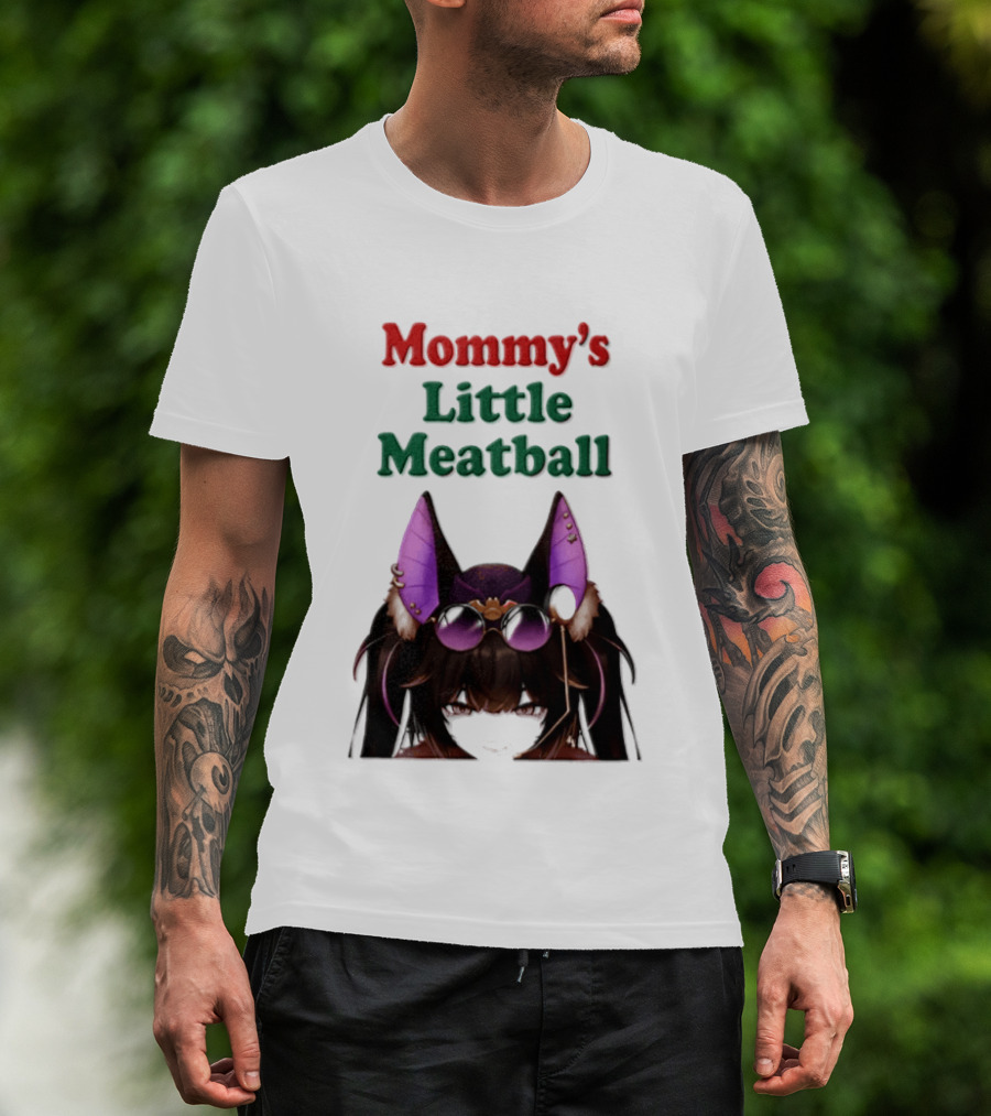 Mommy's Little Meatball Bat Vtuber Black Wings Purple Ears Playful T-Shirt