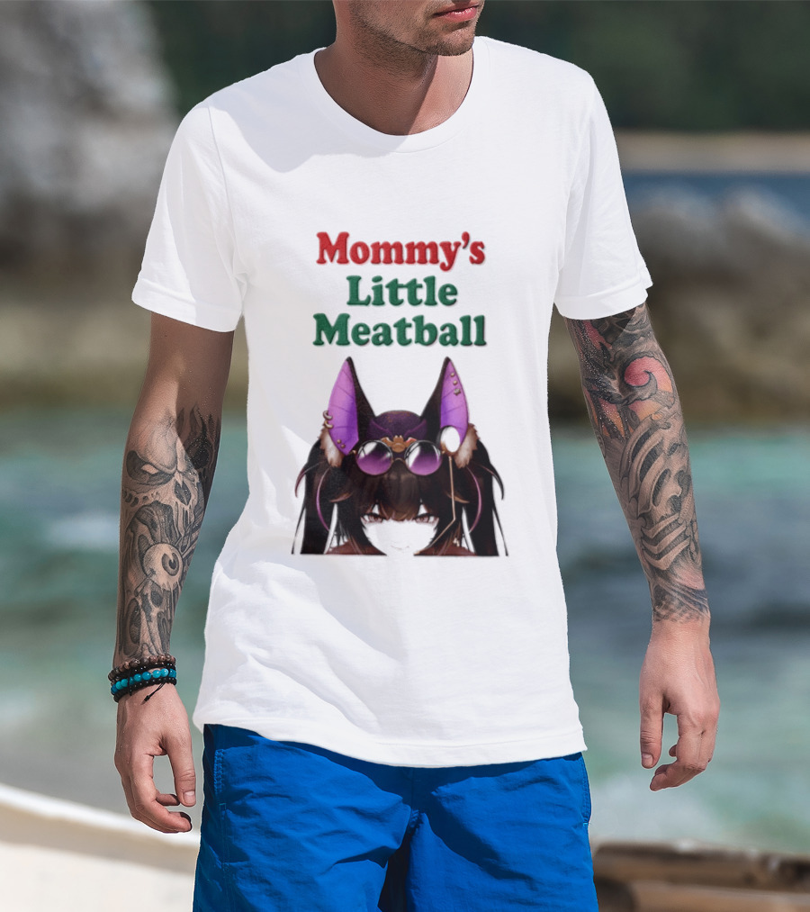 Mommy's Little Meatball Bat Vtuber Black Wings Purple Ears Playful T-Shirt