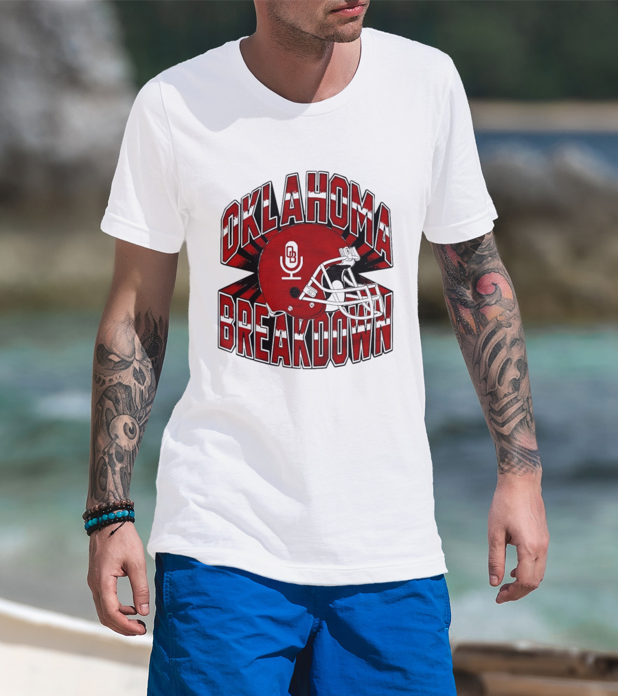 Oklahoma Breakdown Football Helmet OB Podcast T-Shirt