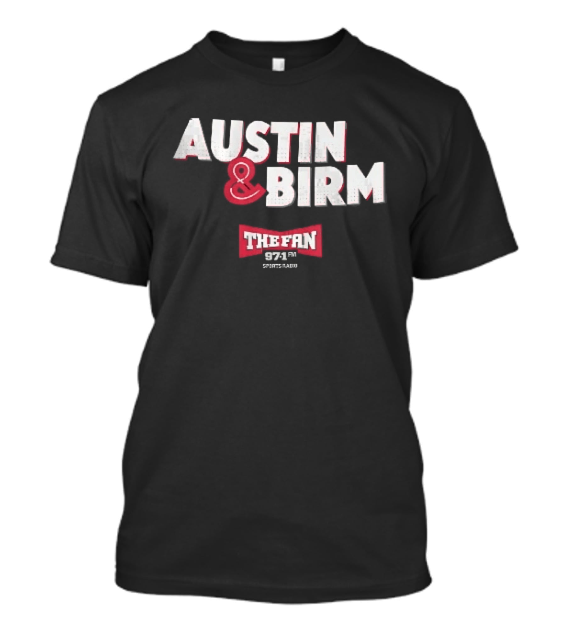 Austin Birm The Fan 97.1 Sports Radio Red Bowtie Block T-Shirt
