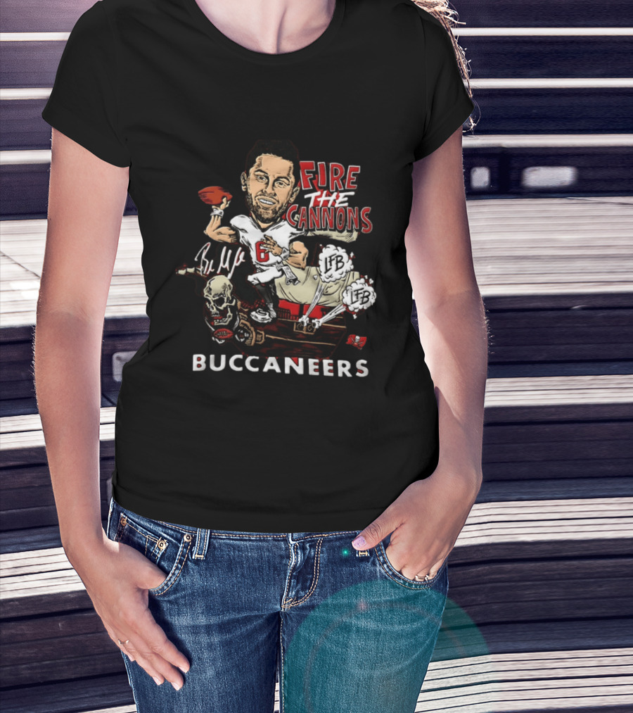 Baker Mayfield Tampa Bay Buccaneers Fire The Cannons LFB Skull Football Caricature T-Shirt