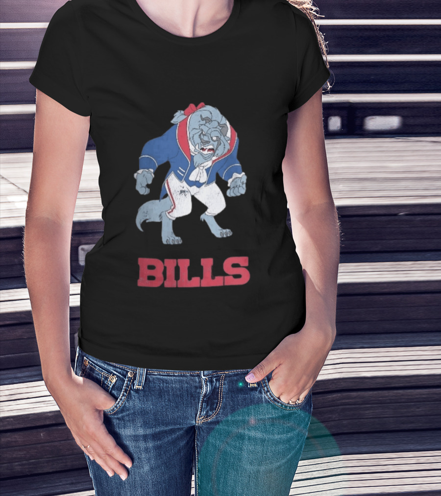 Buffalo Bills Distressed Cartoon Beast Snarling BILLS T-Shirt