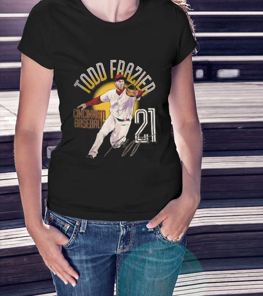 Todd Frazier Cincinnati Baseball 21 Fielding Yellow Sun T-Shirt