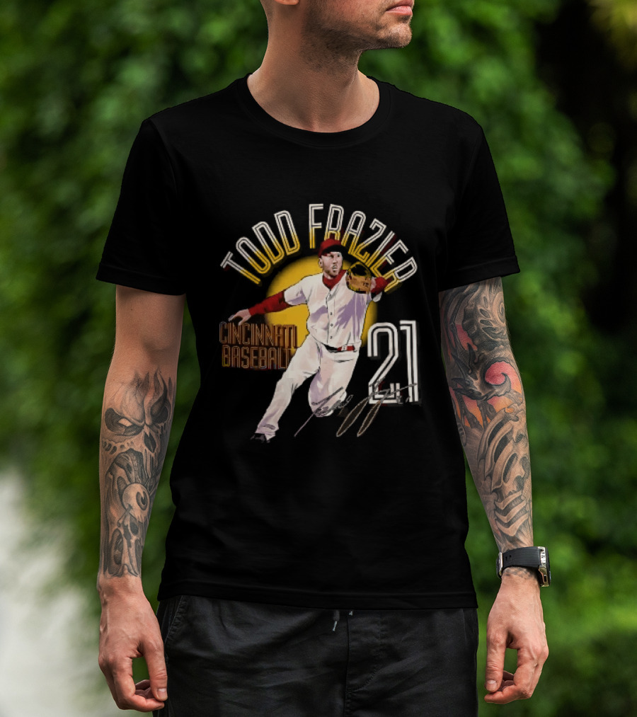 Todd Frazier Cincinnati Baseball 21 Fielding Yellow Sun T-Shirt