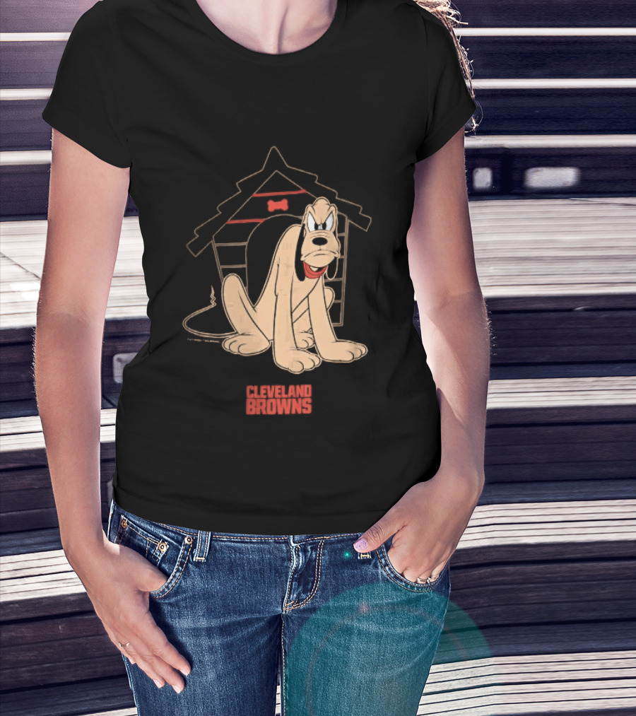 Cleveland Browns Angry Pluto Disney Cartoon Dog Doghouse T-Shirt