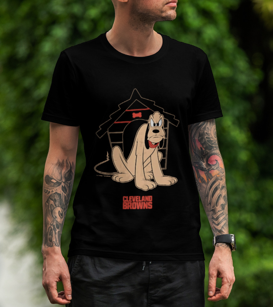 Cleveland Browns Angry Pluto Disney Cartoon Dog Doghouse T-Shirt