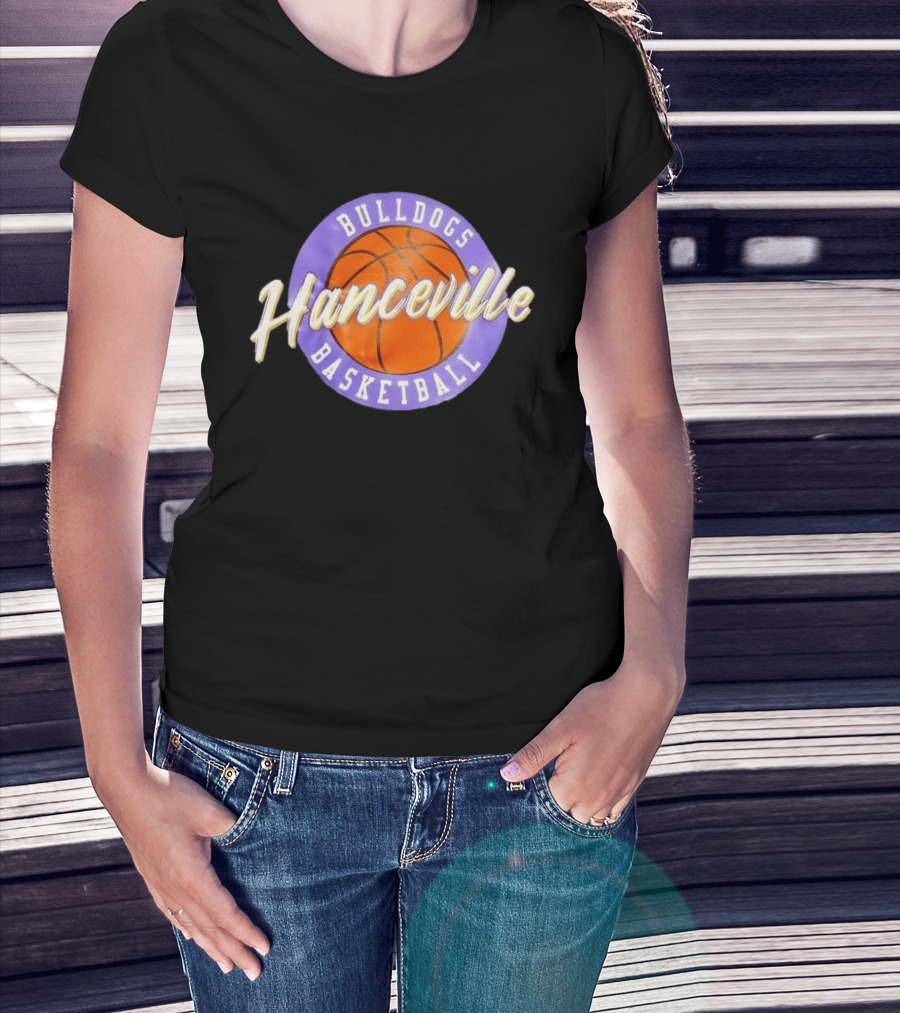 Hanceville Bulldogs Basketball Purple Circle Orange Ball T-Shirt