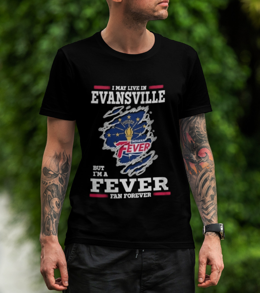 Indiana Fever WNBA Forever Ripped Fabric State Flag Evansville T-Shirt