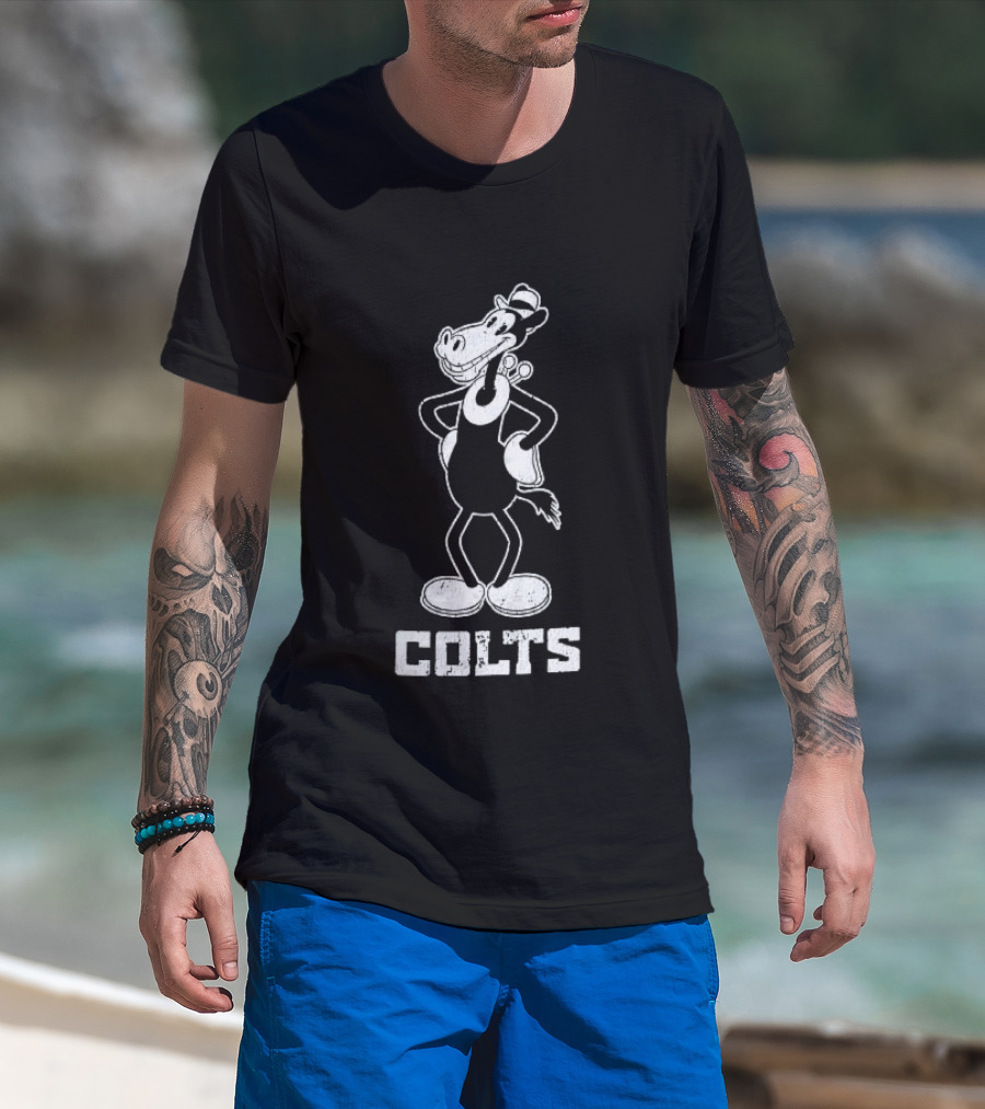 Indianapolis Colts Cartoon Horse With Hat T-Shirt
