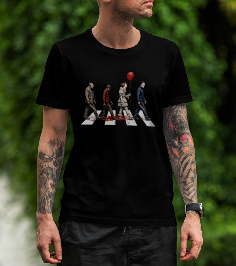 Abbey Road Horror Walk Jason Freddy Pennywise Michael Myers T-Shirt