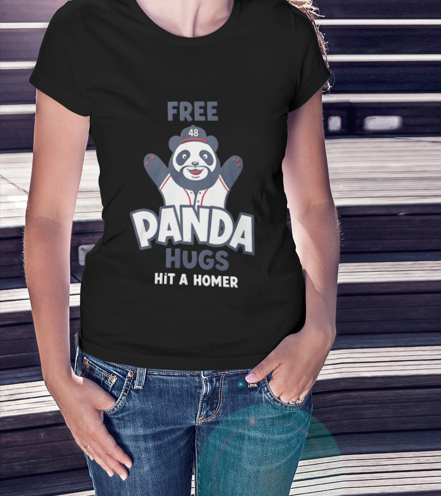 Free Panda Hugs Hit A Homer Baseball Number 48 T-Shirt
