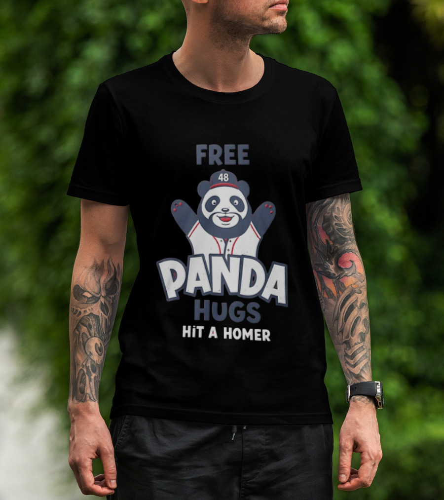 Free Panda Hugs Hit A Homer Baseball Number 48 T-Shirt