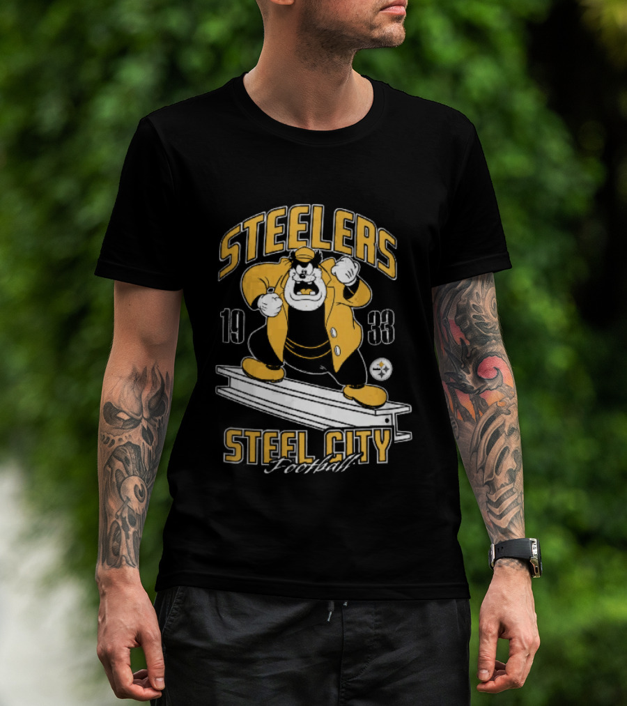 Pittsburgh Steelers 1933 Steel City Football Cartoon Beam T-Shirt