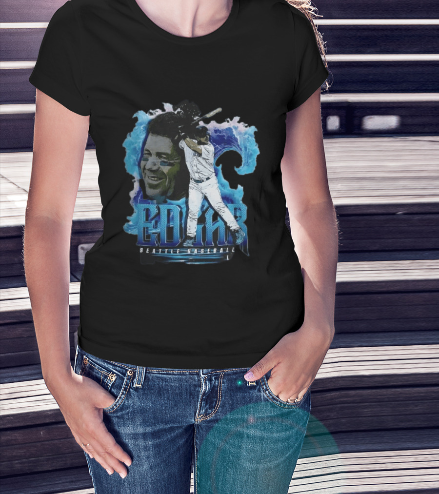 Edgar Seattle Baseball Batter Swinging Water Splash Bootleg T-Shirt