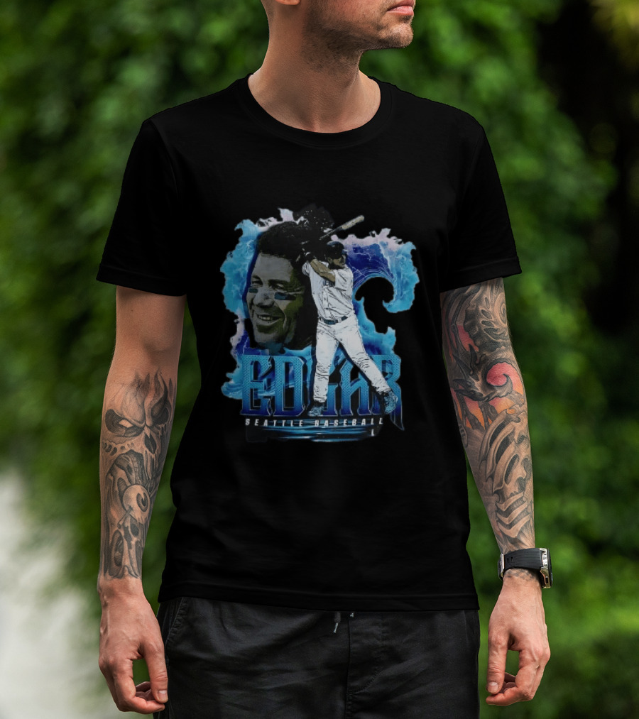 Edgar Seattle Baseball Batter Swinging Water Splash Bootleg T-Shirt