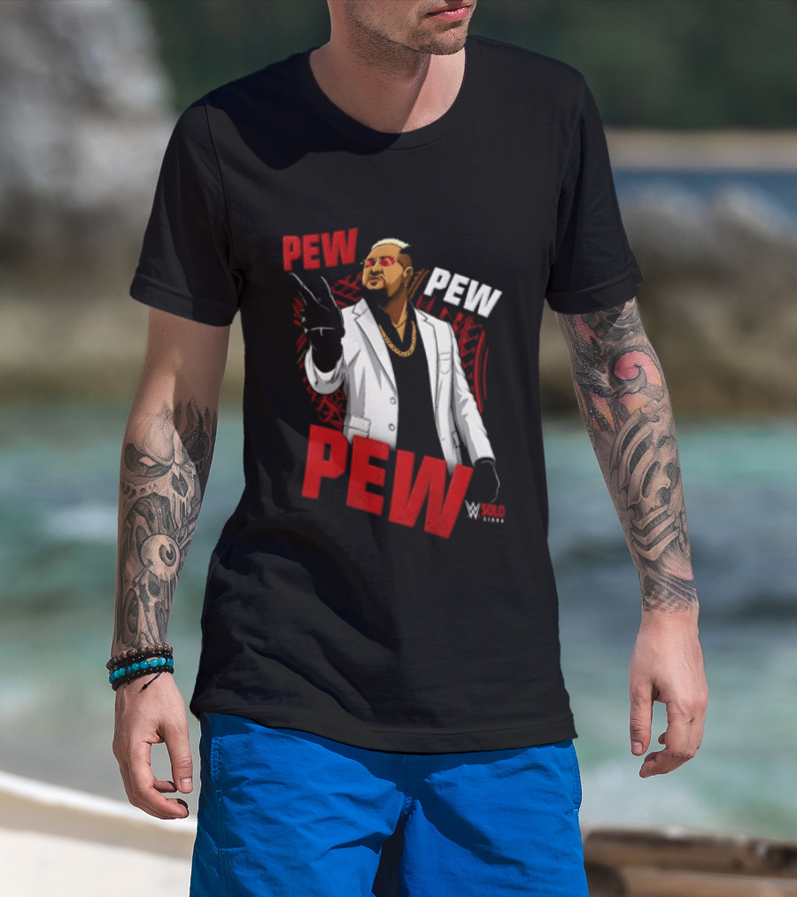 Solo Sikoa Pew Pew WWE Finger Guns White Suit Red Glasses T-Shirt