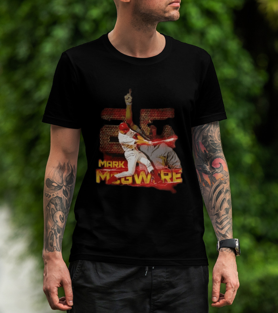 Mark McGwire Baseball Dynamic Red Lightning Swing T-Shirt
