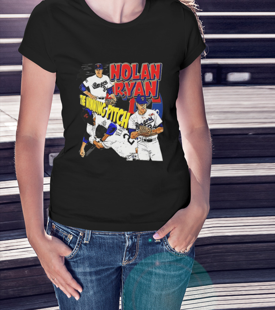 Nolan Ryan Texas Rangers The Winning Pitch Classic Baseball 34 T-Shirt