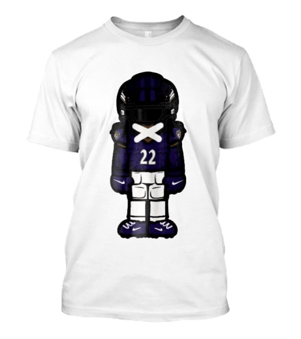 Baltimore Ravens Number 22 Cartoon Character Purple Uniform Football Player T-Shirt